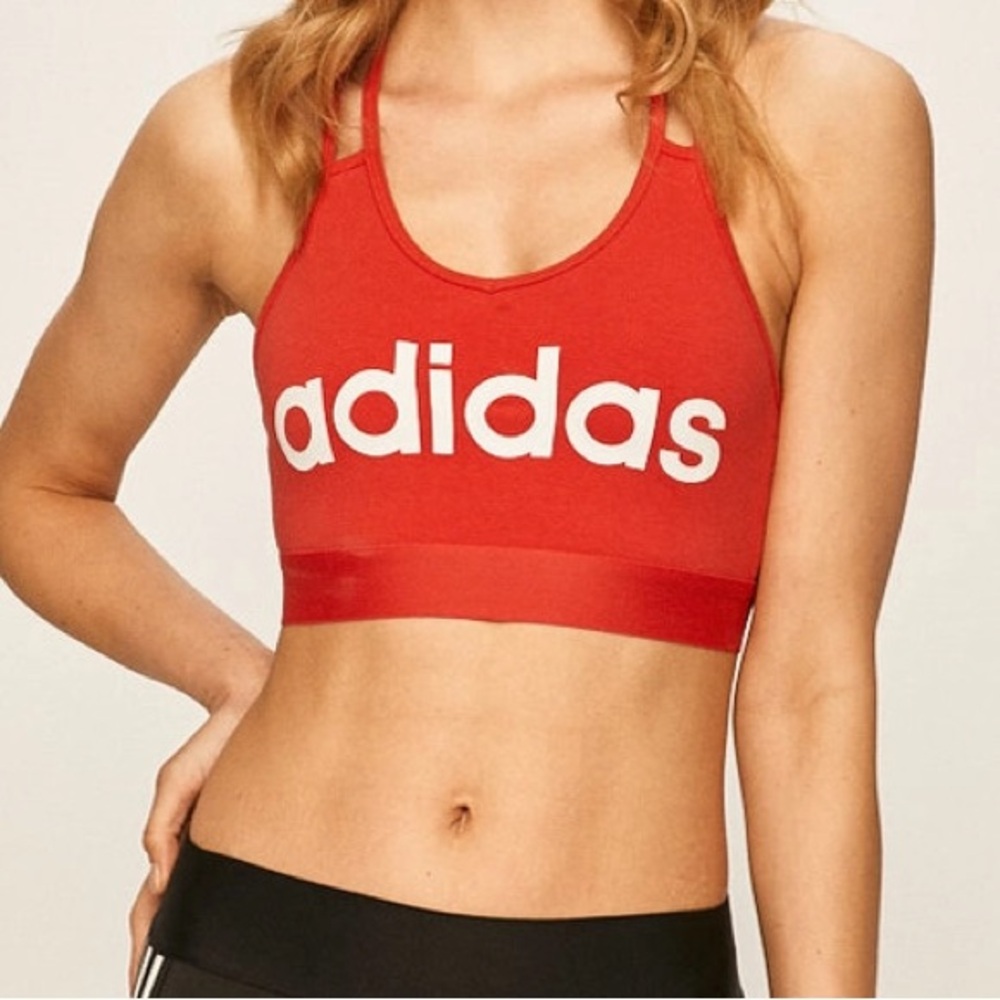 ADIDAS Sport Bra Climalite Hot Red Vivid Size medium Pre-owned